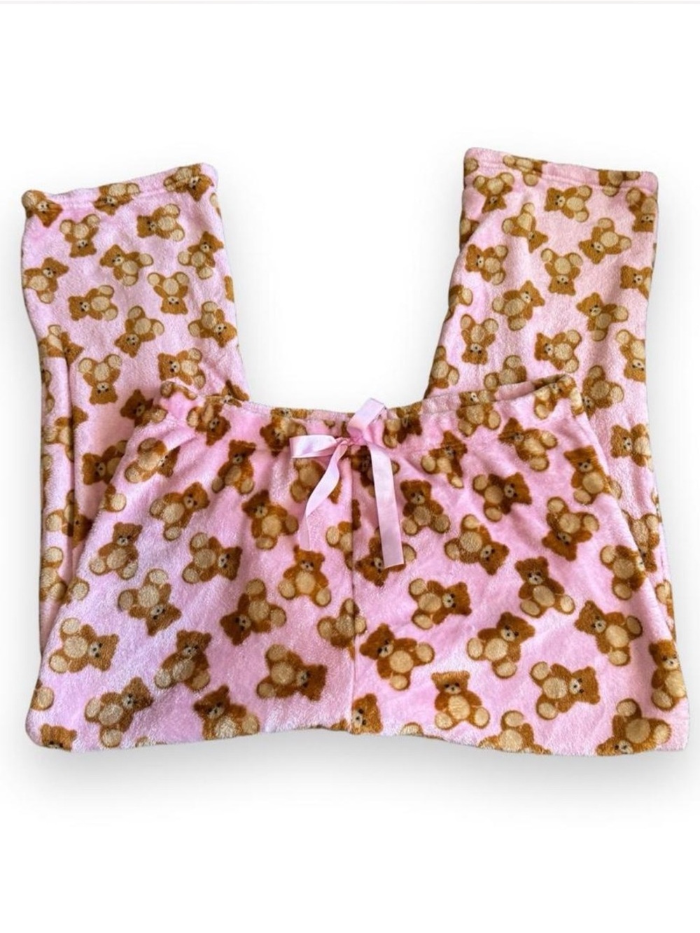 Cozy Pink Teddy-Print Fleece Pajama Pants